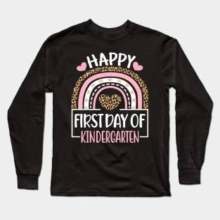 First Day of Kindergarten Funny Back To School Leopard Teach Long Sleeve T-Shirt